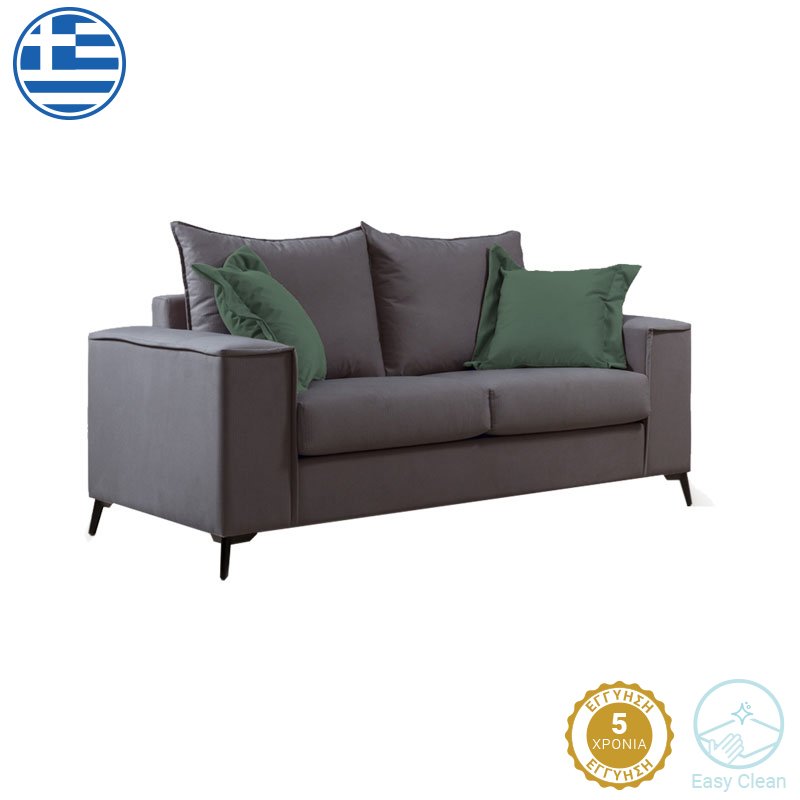 168-000046 Καναπές Verona 2θέσιος ανθρακί - μαξιλάρια κυπαρισσί 173x93x100εκ - Image 1