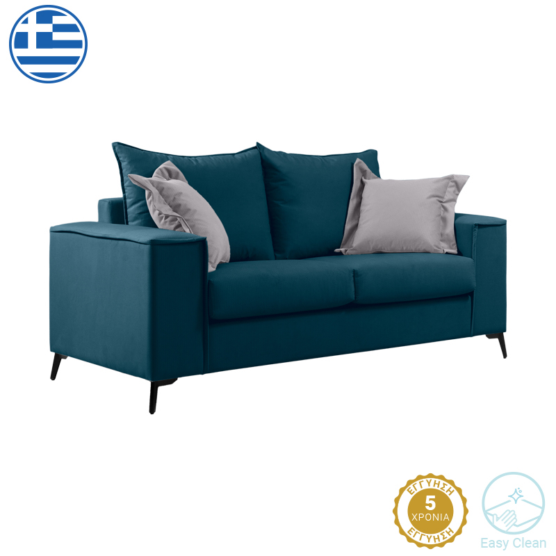 168-000083 Καναπές Verona pakoworld 2θέσιος μπλε ύφασμα με μαξιλάρια σε απόχρωση ανοιχτό γκρι 173x93x100εκ - Image 1