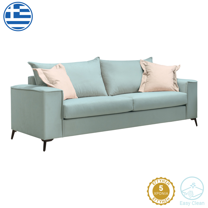 168-000088 Καναπές Verona pakoworld 3θέσιος μέντα ύφασμα με μαξιλάρια σε κρεμ απόχρωση 225x93x100εκ - Image 1