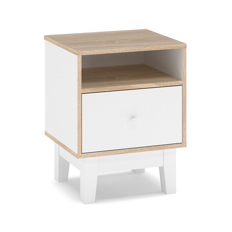 173-000005 Κομοδίνο Awell pakoworld sonoma-λευκό 45x44x58εκ - Image 1