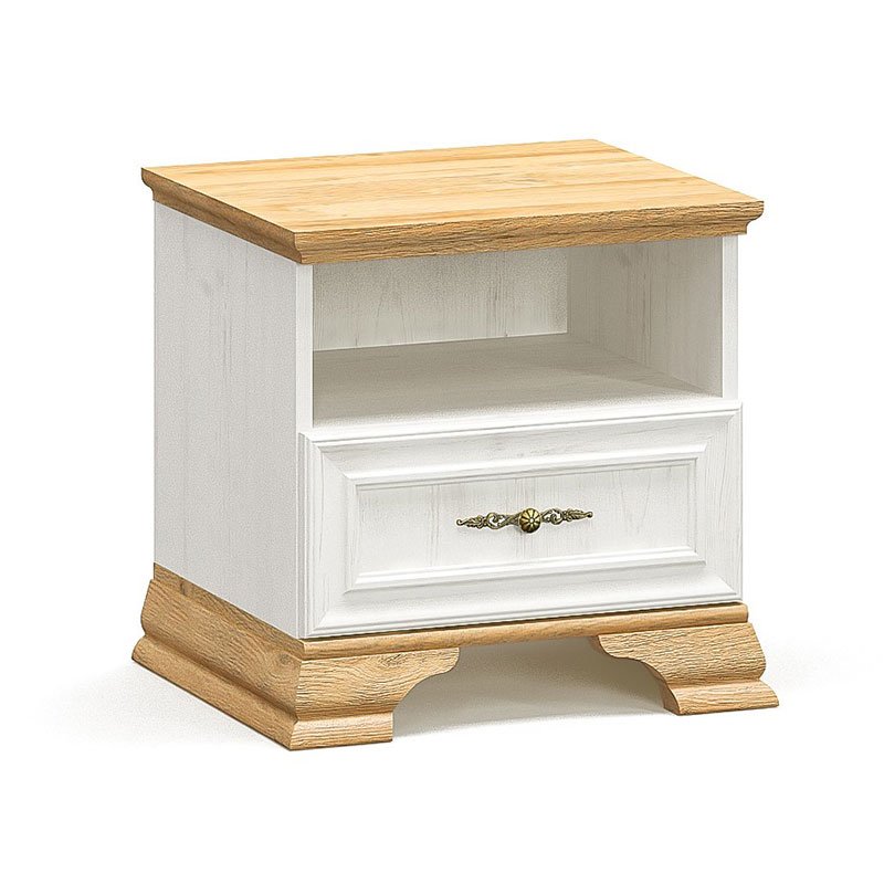 173-000024 Κομοδίνο Jaden pakoworld golden oak-λευκό antique 49x41x47εκ - Image 1