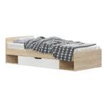Κρεβάτι με συρτάρι Letto pakoworld σε oak - λευκό απόχρωση 90x200εκ - Image 2