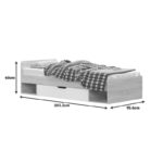 Κρεβάτι με συρτάρι Letto pakoworld σε oak - λευκό απόχρωση 90x200εκ - Image 3