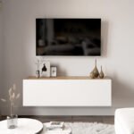 Έπιπλο τηλεόρασης επιτοίχιο Serit pakoworld λευκό-oak 100x31,5x29,5εκ - Image 4