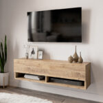 Έπιπλο τηλεόρασης επιτοίχιο Roscoe pakoworld oak 100x31,5x29,5εκ - Image 2