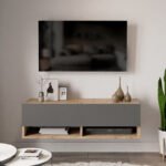 Έπιπλο τηλεόρασης επιτοίχιο Roscoe pakoworld ανθρακί-oak 100x31,5x29εκ - Image 3
