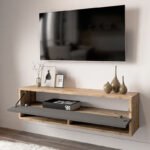 Έπιπλο τηλεόρασης επιτοίχιο Roscoe pakoworld ανθρακί-oak 100x31,5x29εκ - Image 4