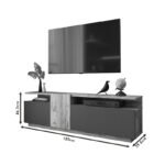 Έπιπλο τηλεόρασης Elana pakoworld sonoma-ανθρακί 150x29.5x46.3εκ - Image 6