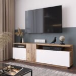 Έπιπλο τηλεόρασης Elana pakoworld sonoma-λευκό 150x29.5x46.3εκ - Image 4