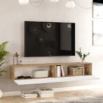 Έπιπλο τηλεόρασης επιτοίχιο Dello pakoworld λευκό-oak 180x31.6x29.6εκ - Image 3