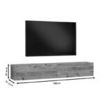 Έπιπλο τηλεόρασης επιτοίχιο Dello pakoworld λευκό-oak 180x31.6x29.6εκ - Image 6