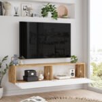 Έπιπλο τηλεόρασης επιτοίχιο Serit pakoworld λευκό-sonoma 140x31.6x29.6εκ - Image 2