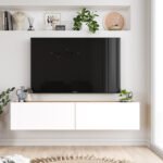 Έπιπλο τηλεόρασης επιτοίχιο Serit pakoworld λευκό-sonoma 140x31.6x29.6εκ - Image 3