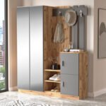 Έπιπλο εισόδου Doorse pakoworld μελαμίνης ανθρακί-oak 147.5x35x180εκ - Image 2