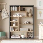 Βιβλιοθήκη Decora pakoworld σε φυσική-ανθρακί απόχρωση 90x22x123.6εκ - Image 3