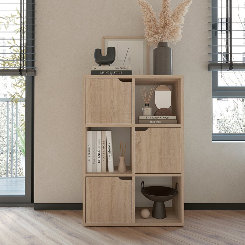 184-000101 Βιβλιοθήκη Bookel pakoworld μελαμίνης σε sonoma απόχρωση 59.5x27.5x89εκ - Image 1