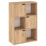 Βιβλιοθήκη Bookel pakoworld μελαμίνης σε oak απόχρωση 59.5x27.5x89εκ - Image 2