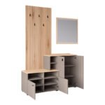 Έπιπλο εισόδου Ebro pakoworld σε oak-cappuccino απόχρωση 150.3x41.2x204.7εκ - Image 2