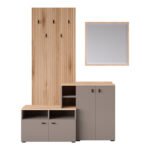 Έπιπλο εισόδου Ebro pakoworld σε oak-cappuccino απόχρωση 150.3x41.2x204.7εκ - Image 5