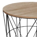 Βοηθητικό τραπέζι Kumi pakoworld mdf επιφάνεια oak και μέταλλο σε μαύρη απόχρωση Φ40x41εκ - Image 2