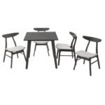 Tραπεζαρία Benson - Orlean pakoworld σετ 5τμχ rustic grey - ύφασμα γκρι 80x80x75εκ - Image 2