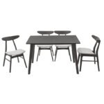 Tραπεζαρία Benson - Orlean pakoworld σετ 5τμχ rustic grey-ύφασμα γκρι 120x75x75εκ - Image 2