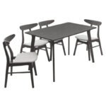 Tραπεζαρία Benson - Orlean pakoworld σετ 5τμχ rustic grey-ύφασμα γκρι 120x75x75εκ - Image 3