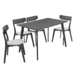 Tραπεζαρία Benson - Toto pakoworld σετ 5τμχ rustic grey - ύφασμα γκρι 120x75x75εκ - Image 3