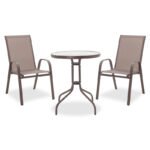 Τραπεζαρία Watson-Calan σετ 3τεμ pakoworld μέταλλο-textilene καφέ Φ60x70εκ - Image 2