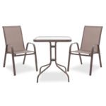 Τραπεζαρία Watson-Calan σετ 3τεμ pakoworld μέταλλο-textilene καφέ 60x60x70εκ - Image 2