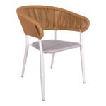Τραπεζαρία Synergy-Raven σετ 3τεμ pakoworld λευκό αλουμίνιο και plywood σε φυσικό χρώμα 80x80x74εκ - Image 2