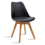 Τραπεζαρία με Καρέκλες Gaston μαύρο και Τραπέζι Prestone oak 70x70x75εκ Σετ 3τεμ - Image 2