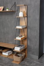 Βιβλιοθήκη mini Tars pakoworld sonoma-μαύρο 50x22x150εκ - Image 2