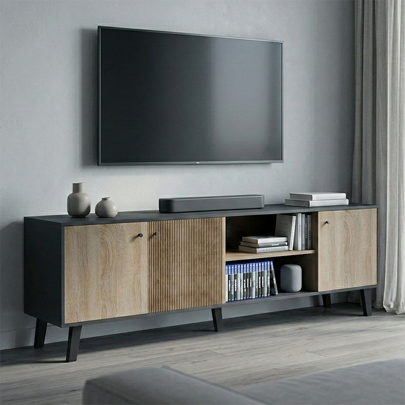 230-000131 Έπιπλο τηλεόρασης Tuscany pakoworld sonoma-ανθρακί 180x41x51εκ - Image 1