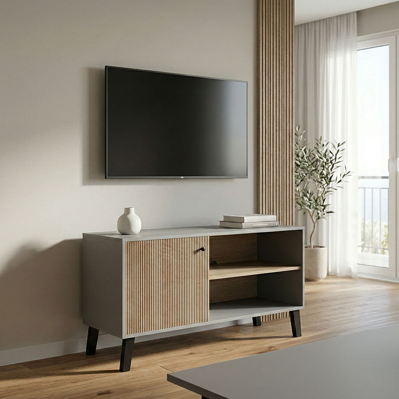 230-000132 Έπιπλο τηλεόρασης Tuscany pakoworld sonoma-ανθρακί 100x40x51εκ - Image 1