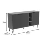 Μπουφές Balain pakoworld sonoma-ανθρακί 142x35.5x83εκ - Image 8