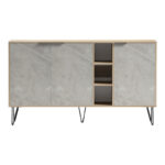 Μπουφές Balain pakoworld sonoma-γκρι μπεζ όψη μαρμάρου 142x35.5x83εκ - Image 4
