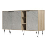Μπουφές Balain pakoworld sonoma-γκρι μπεζ όψη μαρμάρου 142x35.5x83εκ - Image 5