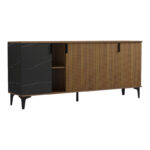 Μπουφές Riba pakoworld καρυδί-μαύρη όψη μαρμάρου 180x40x78εκ - Image 3