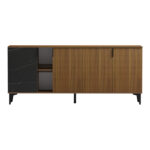 Μπουφές Riba pakoworld καρυδί-μαύρη όψη μαρμάρου 180x40x78εκ - Image 4