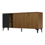 Μπουφές Riba pakoworld καρυδί-μαύρη όψη μαρμάρου 180x40x78εκ - Image 5
