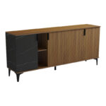 Μπουφές Riba pakoworld καρυδί-μαύρη όψη μαρμάρου 180x40x78εκ - Image 6