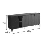 Μπουφές Riba pakoworld καρυδί-μαύρη όψη μαρμάρου 180x40x78εκ - Image 8