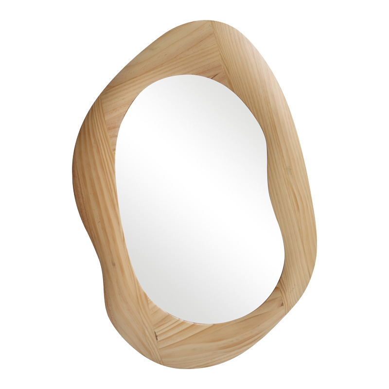 233-000039 Καθρέπτης οβάλ Enola pakoworld mdf σε φυσική απόχρωση 54x2.5x80εκ - Image 1