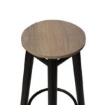 Σκαμπό μπαρ Onyx pakoworld ξύλο δρυς-μέταλλο μαύρο gloss Φ33x77εκ - Image 2