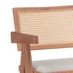 Σκαμπό bar Winslow pakoworld ξύλο rubberwood ανοικτό καρυδί-pvc rattan φυσικό-ύφασμα γκρι - Image 3