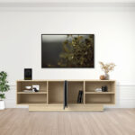 Έπιπλο τηλεόρασης Stevie pakoworld sonoma-ανθρακί 160x40x50εκ - Image 2