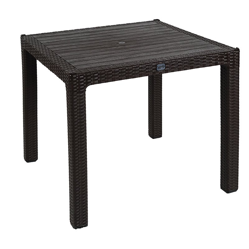 253-000031 Τραπέζι Explore pakoworld με UV protection PP καφέ 90x90x73.5εκ - Image 1