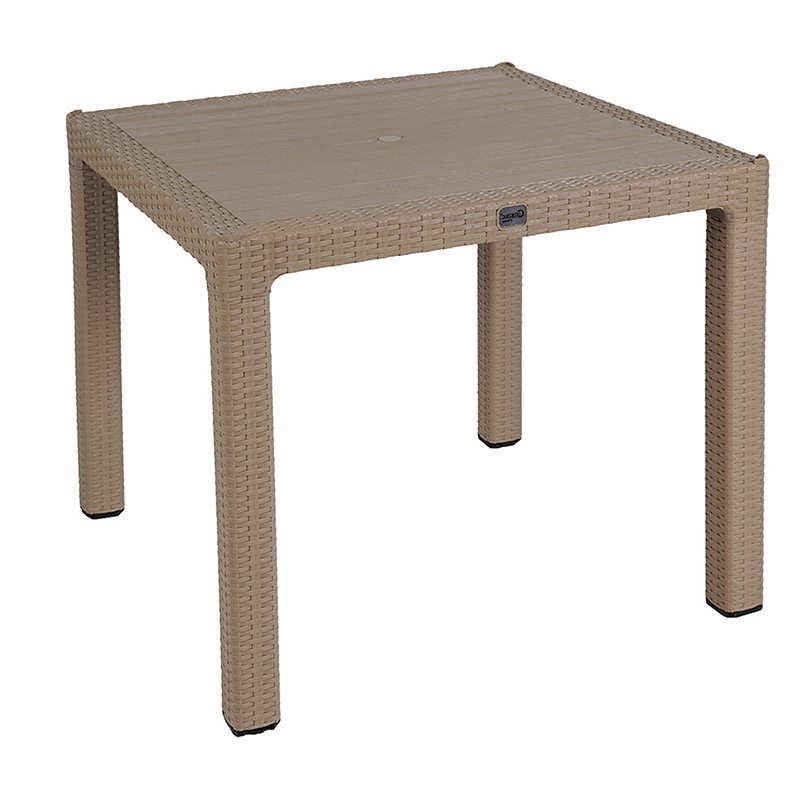 253-000032 Τραπέζι Explore pakoworld με UV protection PP cappucino 90x90x73.5εκ - Image 1