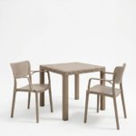 Τραπεζαρία Explore-Frontline pakoworld σετ 3τεμ PP cappuccino 90x90x73,5εκ - Image 2